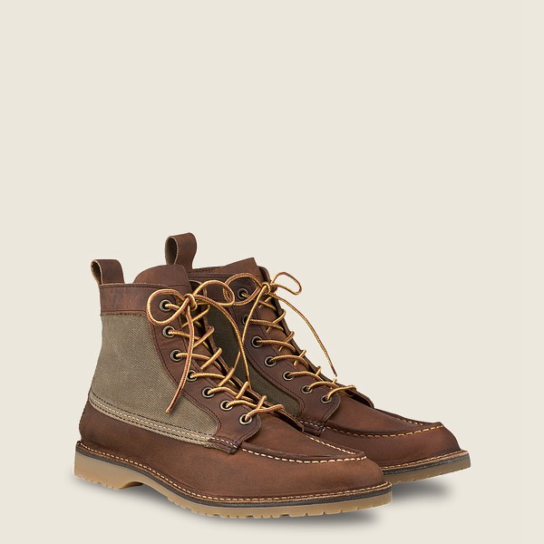 Red Wing Heritage Bot Erkek - Weekender Kanvas Moc - 6-Inchr Rough & Tough Deri - Kahverengi - 48FPI